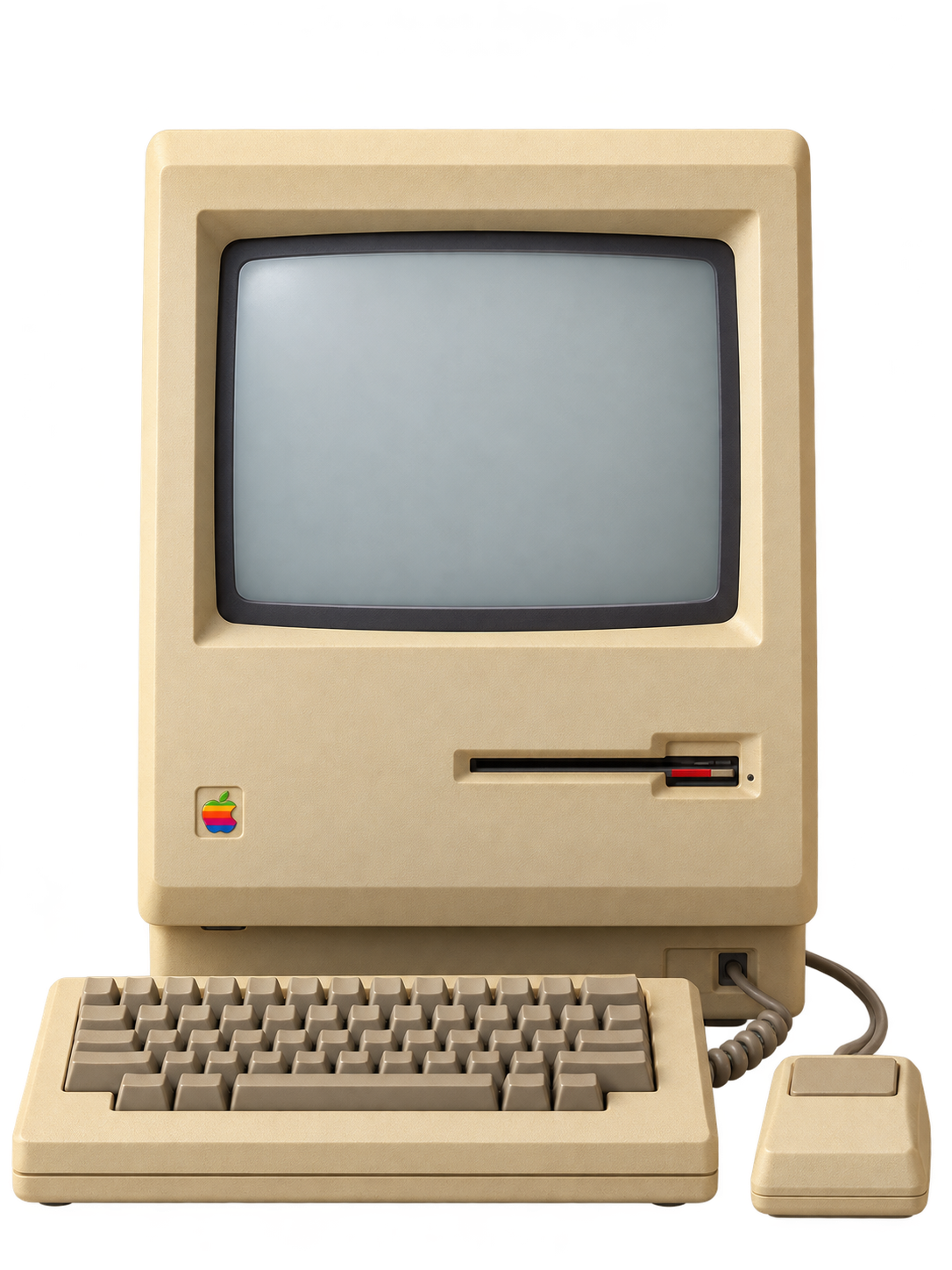Vintage Apple Macintosh with keyboard and mouse